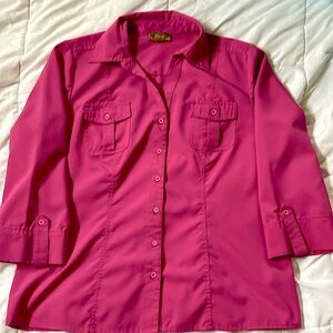 Button-up hot pink shirt